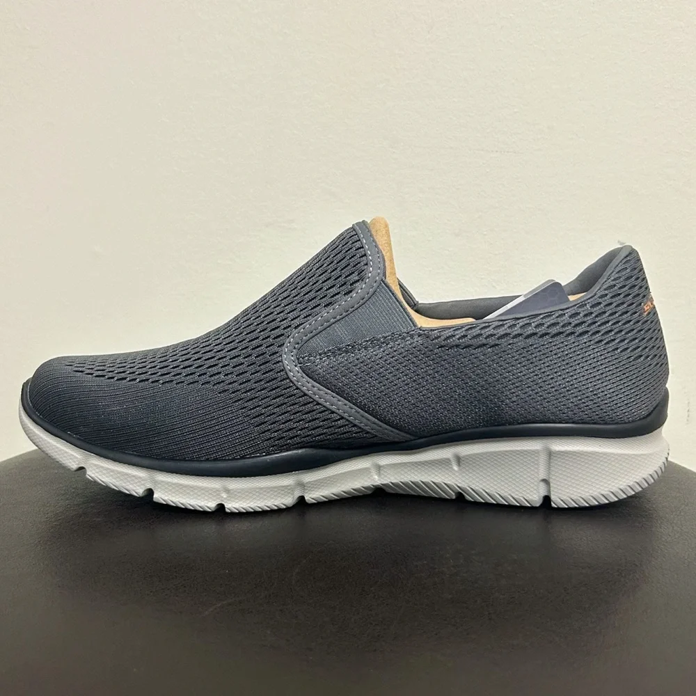 Skechers Charcoal Gray Orange Equalizer Double Play Slip On Fabric Memory Foam